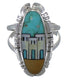 Multicolor Native American Pueblo Design Ring Size 5-1/2 TX45831
